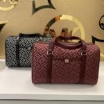 Michael Kors Jet Set Travel Medium Logo Jacquard Duffle Bag(Oxblood Multi) CRAZY DEAL