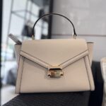 Michael Kors Whitney Medium Flap Top Handle Satchel (Light Cream)- HARI RAYA SPECIAL