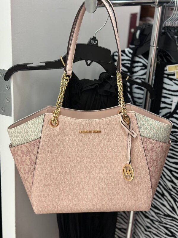 Michael Kors Jet Set Large Color-Block Signature Logo Tote Bag (Powder Blush) - Image 3