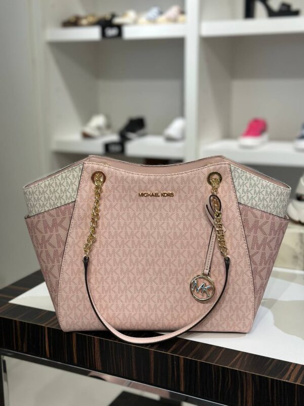 Michael Kors Jet Set Large Color-Block Signature Logo Tote Bag (Powder Blush) - Image 5