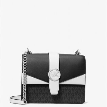 Michael Kors Greenwich Small Color-Block Signature Logo Crossbody Bag (Black Noir)