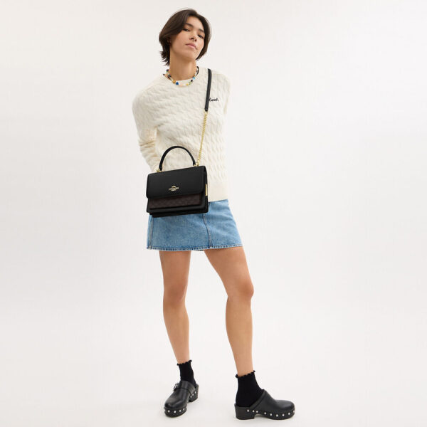 Coach Klare Top Handle Bag In Signature Canvas (Walnut Black) - Image 4