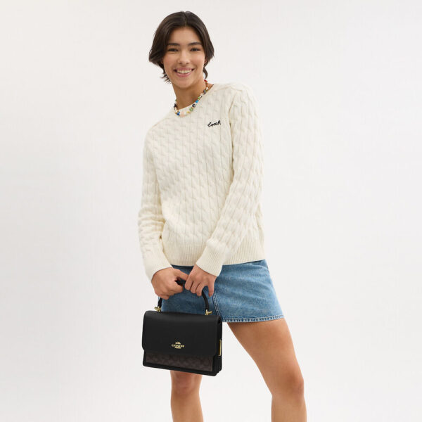 Coach Klare Top Handle Bag In Signature Canvas (Walnut Black) - Image 3