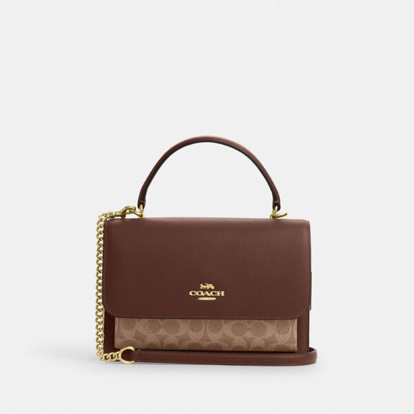 [Pre Order]-Coach Klare Top Handle Bag In Signature Canvas (Tan Brown)