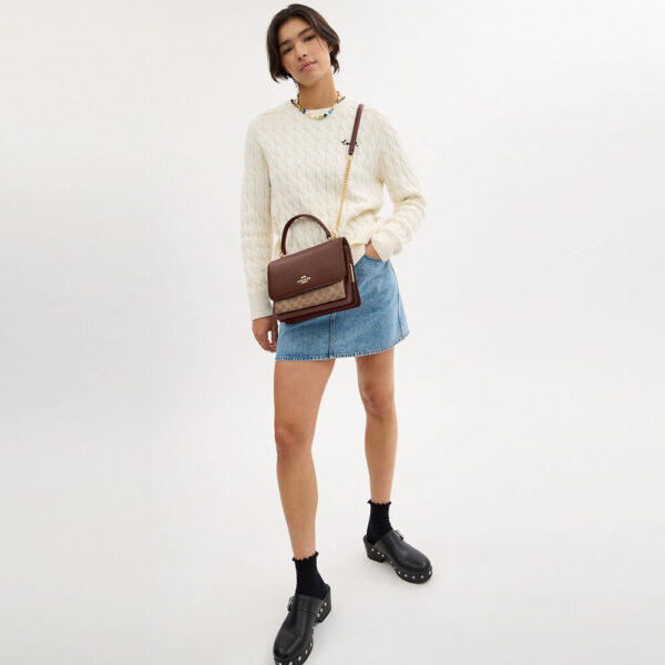[Pre Order]-Coach Klare Top Handle Bag In Signature Canvas (Tan Brown) - Image 5
