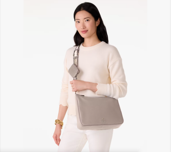 Kate Spade Emma Pebbled Leather Large Crossbody (Cozy Grey) - Image 2