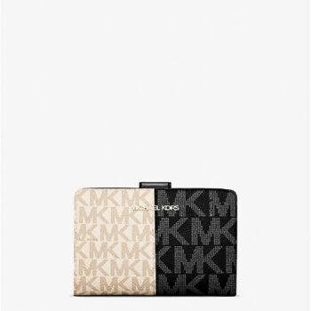 Michael Kors Jet Set Medium Two-Tone Logo Wallet (Black Vanilla)