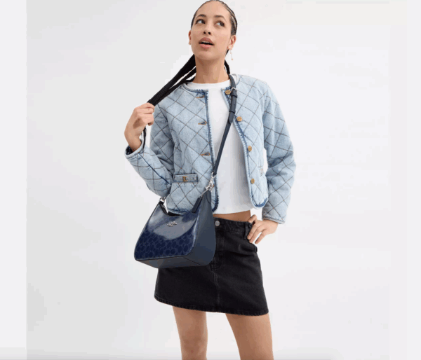 [Pre Order]-Coach Teri Hobo Bag In Signature Canvas (Dark Denim) - Image 3