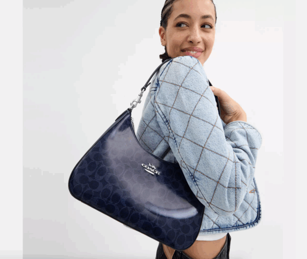 [Pre Order]-Coach Teri Hobo Bag In Signature Canvas (Dark Denim) - Image 2