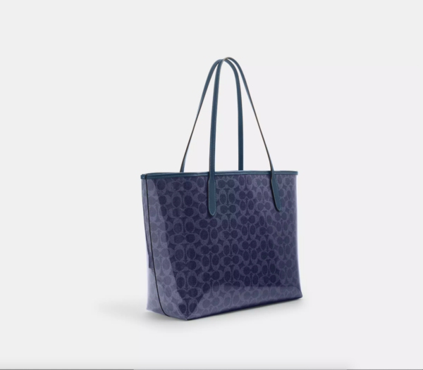 [Pre Order]- Coach City Tote Bag In Signature Canvas (Dark Denim) - Image 5