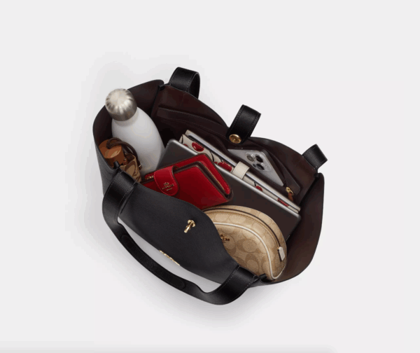 [Pre Order]- Coach Hadley Turnlock Tote Bag (Black) - Image 3