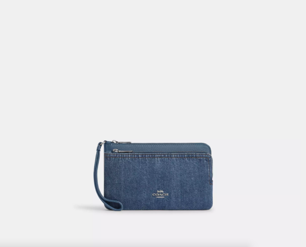 [Pre Order]- Coach Double Zip Wallet Wristlet (Indigo)