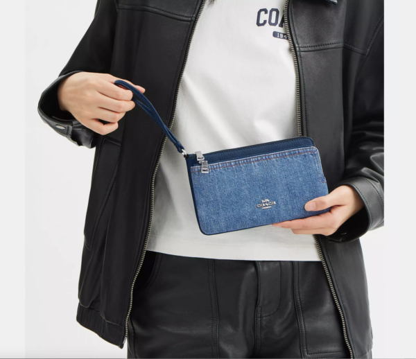 [Pre Order]- Coach Double Zip Wallet Wristlet (Indigo) - Image 2