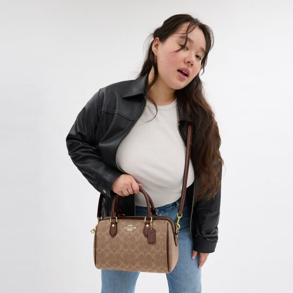 [Pre Order]- Coach Rowan Satchel Bag In Signature Canvas (Tan Brown) - Image 4