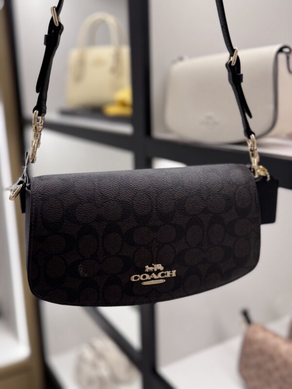 [Pre Order]- Coach Andrea Shoulder Bag In Signature Canvas (Walnut Black) - Image 4