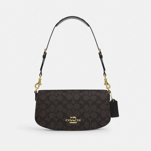 [Pre Order]- Coach Andrea Shoulder Bag In Signature Canvas (Walnut Black)