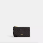 [Pre Order] - Coach Double Zip Wallet Wristlet (Walnut Black)
