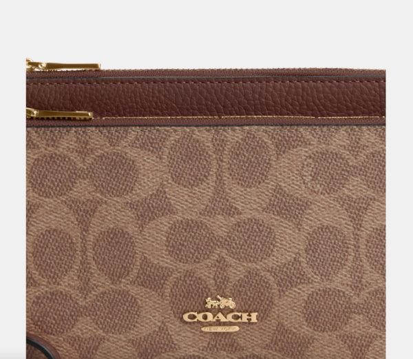 [Pre Order]- Coach Double Zip Wallet Wristlet (Tan Brown) - Image 5