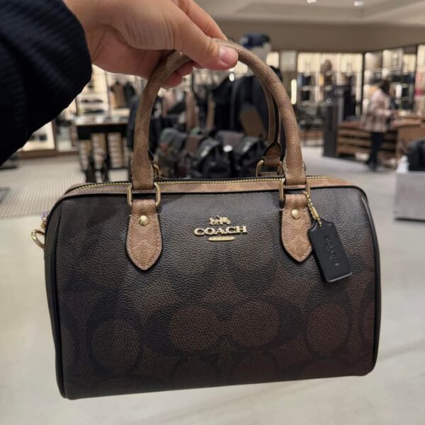 Coach Rowan Satchel Bag In Blocked Signature Canvas (Walnut Tan) - Image 7