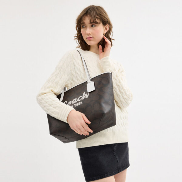 [Pre Order]- Coach City Tote Bag With Coach Graphic (Walnut) - Image 2