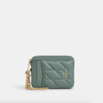 Coach Zip Card Case With Quilting (Sage)