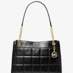 Michael Kors Susan Medium Quilted Leather Tote Bag (Black)