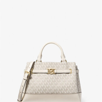 Michael Kors Reed Small Signature Logo Satchel (Light Cream Multi)