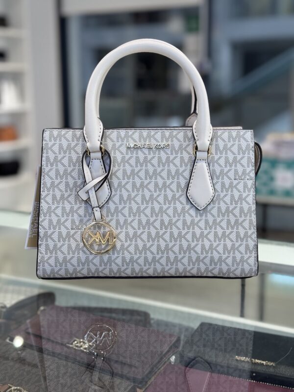 Michael Kors Sheila Small Signature Logo Satchel (Vanilla) - Image 6