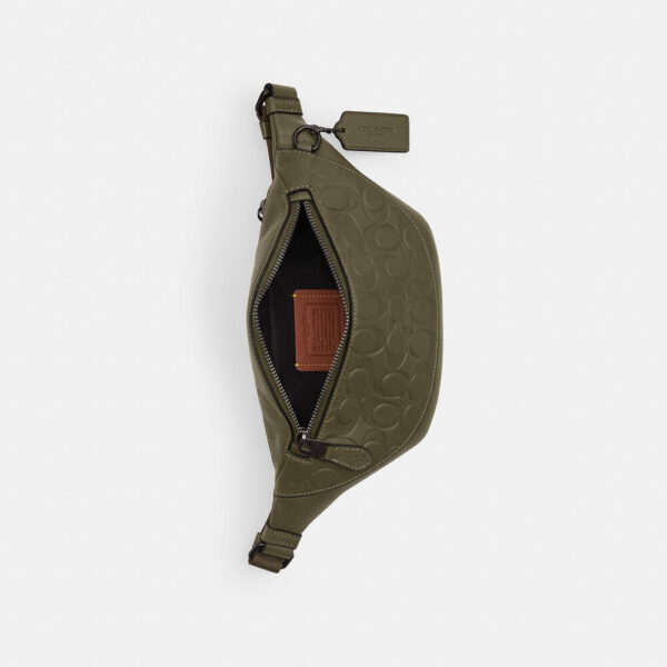 [Pre Order]-Coach Warren Mini Belt Bag In Signature Leather (Olive) - Image 3