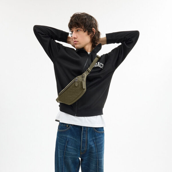 [Pre Order]-Coach Warren Mini Belt Bag In Signature Leather (Olive) - Image 2