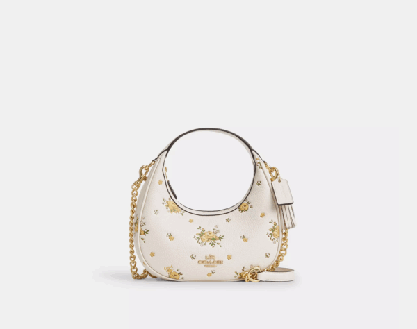 [Pre Order]-Coach Carmen Mini Crossbody Bag With Floral Print (Chalk Multi)