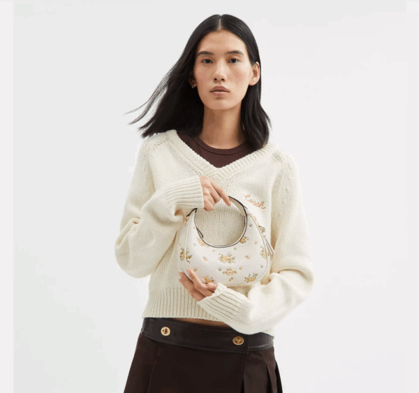 [Pre Order]-Coach Carmen Mini Crossbody Bag With Floral Print (Chalk Multi) - Image 2