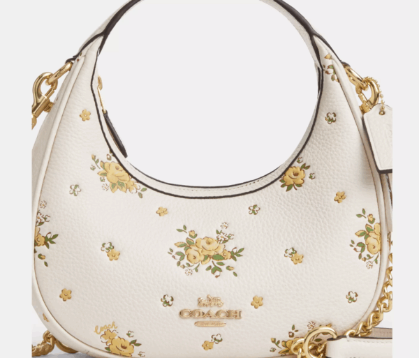 [Pre Order]-Coach Carmen Mini Crossbody Bag With Floral Print (Chalk Multi) - Image 7