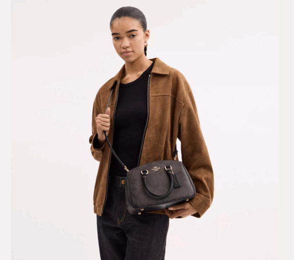 Coach Savannah Small Carryall Bag In Signature Canvas (Walnut Black) - Image 3