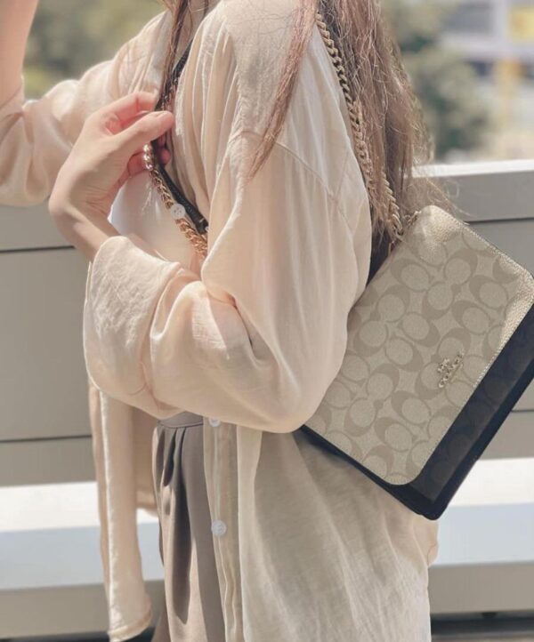 Coach Klare Crossbody in Blocked Signature Canvas(Light Khaki Brown Multi) - Image 3
