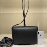 Coach Messenger Bag With Signature Canvas Interior (Black)-Boutique Collection