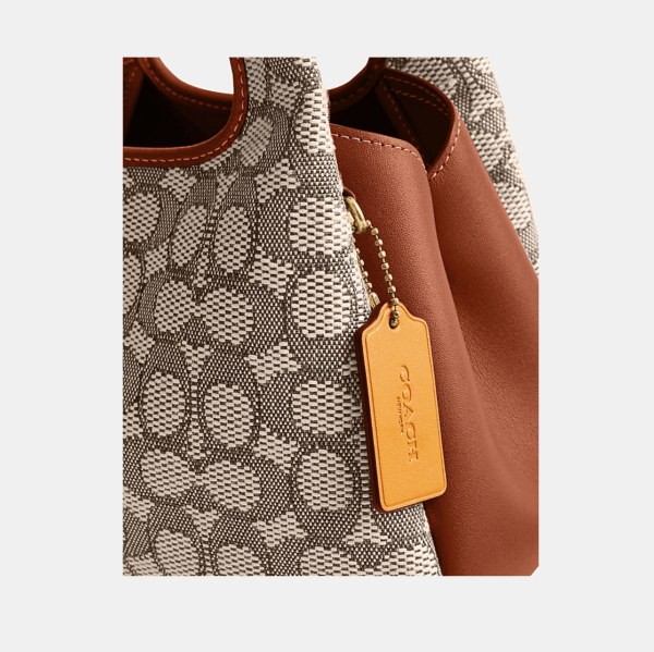 Coach Lana Shoulder Bag 23 in Signature Jacquard (Cocoa Burnished)-Boutique Collection - Image 3