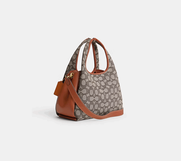 Coach Lana Shoulder Bag 23 in Signature Jacquard (Cocoa Burnished)-Boutique Collection - Image 7