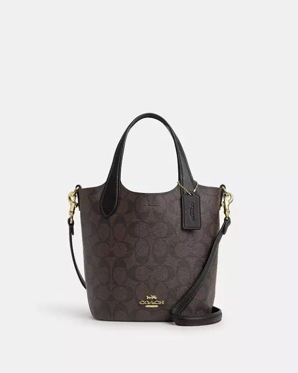 [Pre Order]-Coach Hanna Bucket Bag In Signature Canvas (Brown Black)