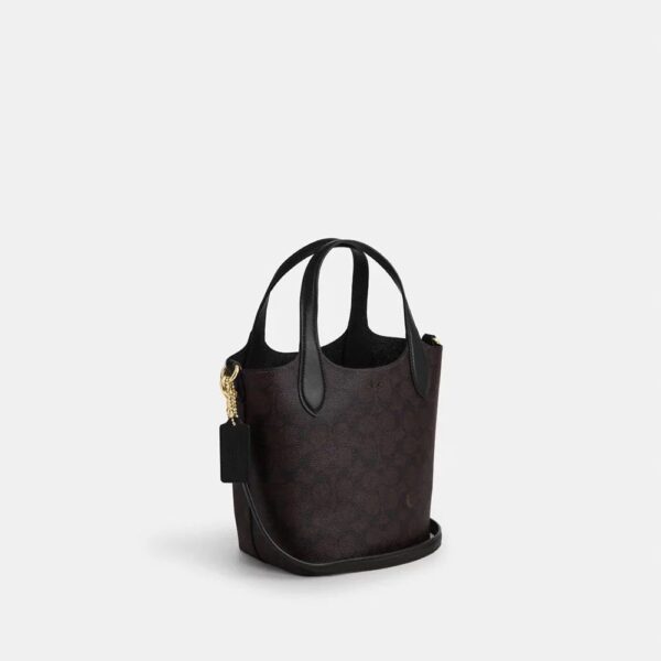 [Pre Order]-Coach Hanna Bucket Bag In Signature Canvas (Brown Black) - Image 4