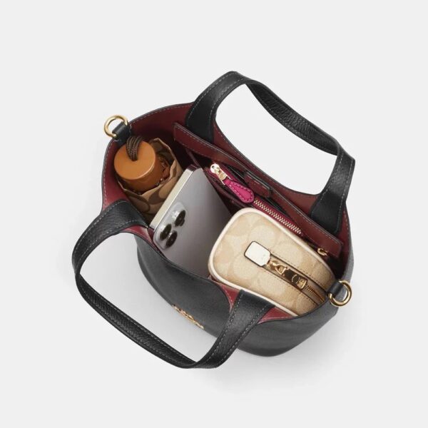 [Pre Order]-Coach Hanna Bucket Bag In Signature Canvas (Brown Black) - Image 3