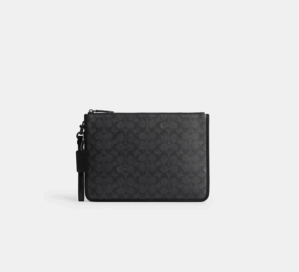 Coach Charter Pouch Signature Canvas (Charcoal)-Boutique Collection