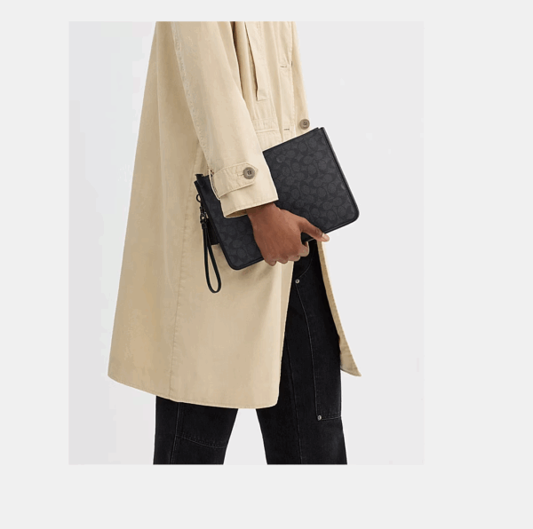 Coach Charter Pouch Signature Canvas (Charcoal)-Boutique Collection - Image 2