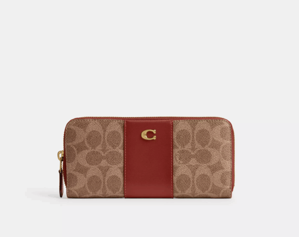 [Pre Order]-Coach Essential Slim Accordion Zip Wallet In Signature Canvas (Tan) Boutique Collection