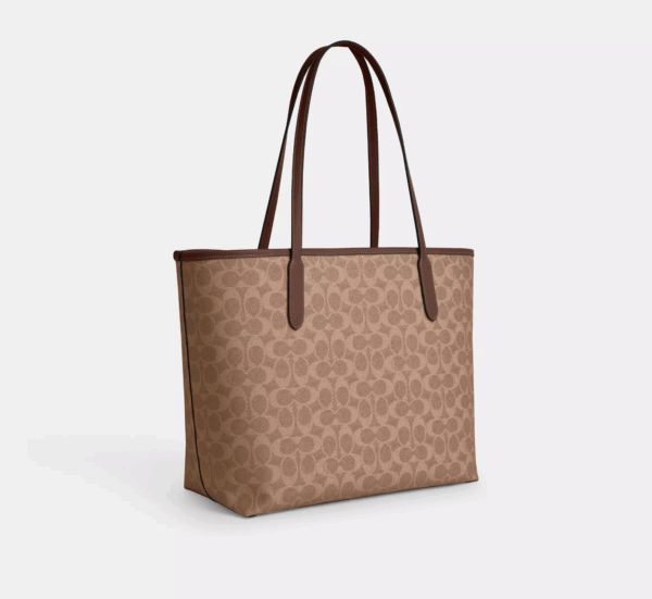 Coach City Tote Bag In Signature Canvas (Tan) - Image 3