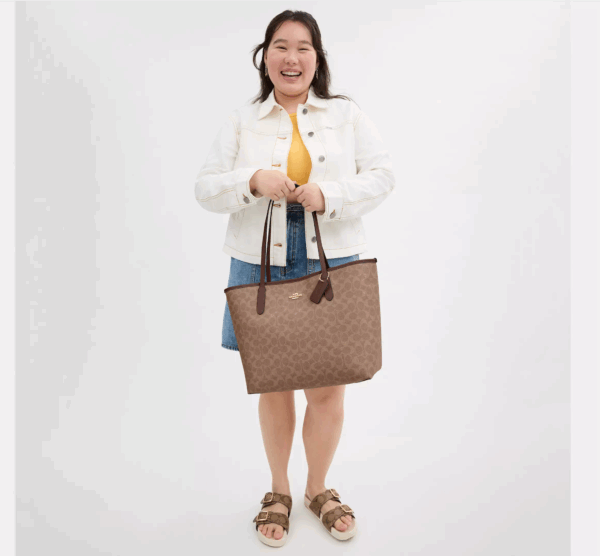 Coach City Tote Bag In Signature Canvas (Tan) - Image 2