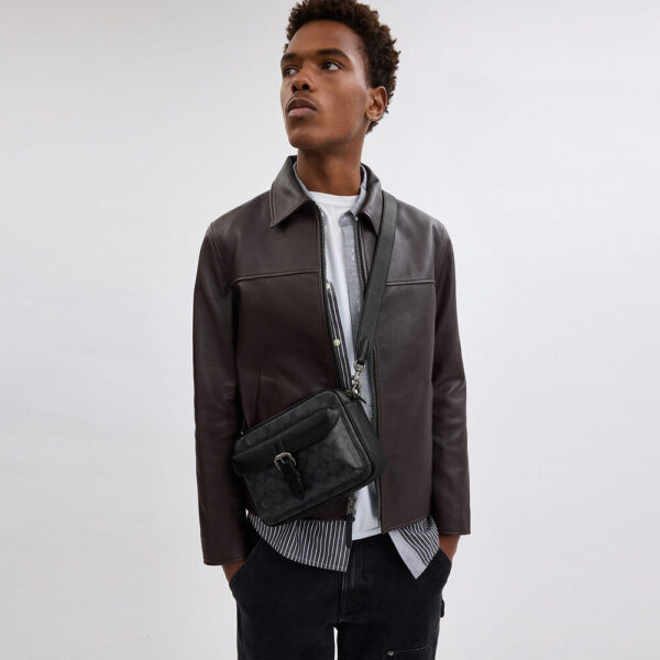 [Pre Order]-Coach Warner Crossbody Bag In Signature Canvas (Charcoal) - Image 2