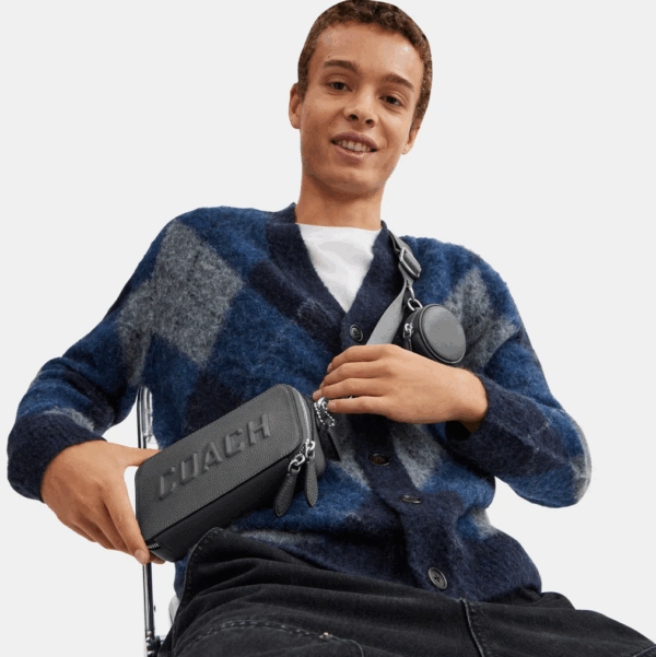 Coach Charter Slim Crossbody With Coach Graphic (Charcoal)-Boutique Collection - Image 4