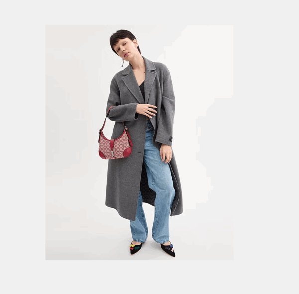 Coach Hamptons Hobo Bag in Signature Textile Jacquard (Ruby)-Boutique Collection - Image 5