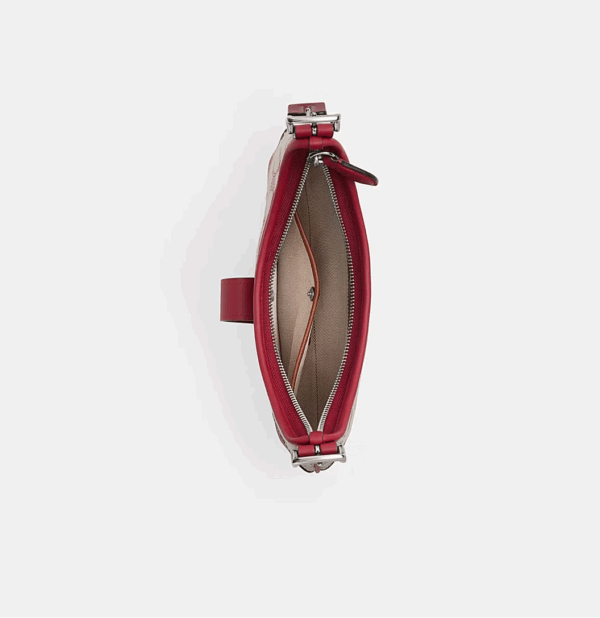 Coach Hamptons Hobo Bag in Signature Textile Jacquard (Ruby)-Boutique Collection - Image 4